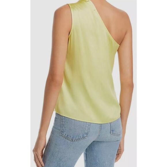 NEW NWT Generation Love Sabrina Silk Blend One Shoulder Blouse Lime Large - Picture 2 of 6